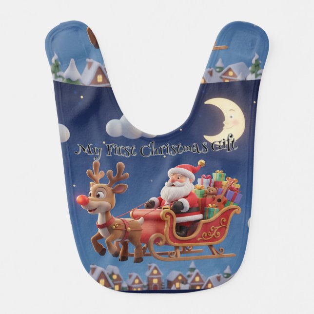 Santa Rudolph Christmas Baby Bib Gift (Front)