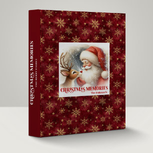 Santa Rudolph Christmas Memory Album Classic Cute 3 Ring Binder
