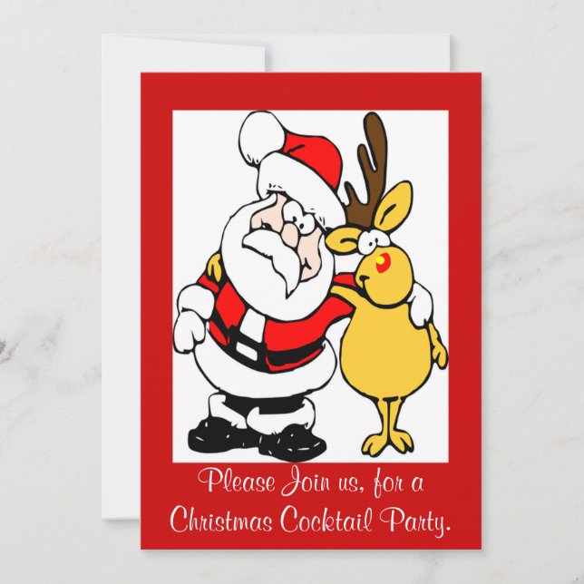 Santa & Rudolph Christmas Party Invitation (Front)