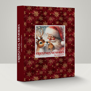 Santa Rudolph Classic Christmas Memory Ring File 3 Ring Binder