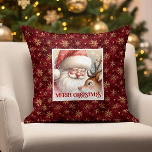 Santa Rudolph Classic Christmas Pillow Festive Fun