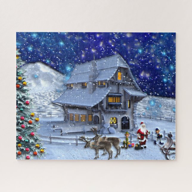 Santa Rudolph Elf with Sled Jigsaw Puzzle (Horizontal)
