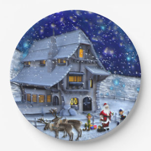 Santa Rudolph Elf with Sled Paper Plates
