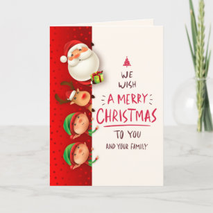 Santa, Rudolph & Elves Christmas Greeting Card