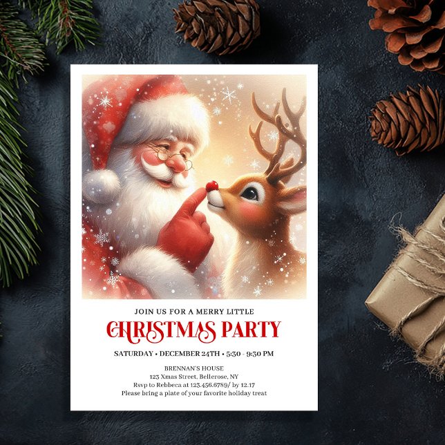 Santa Rudolph Festive Family Christmas Invite (Santa Rudolph Festive Family Christmas Invite)