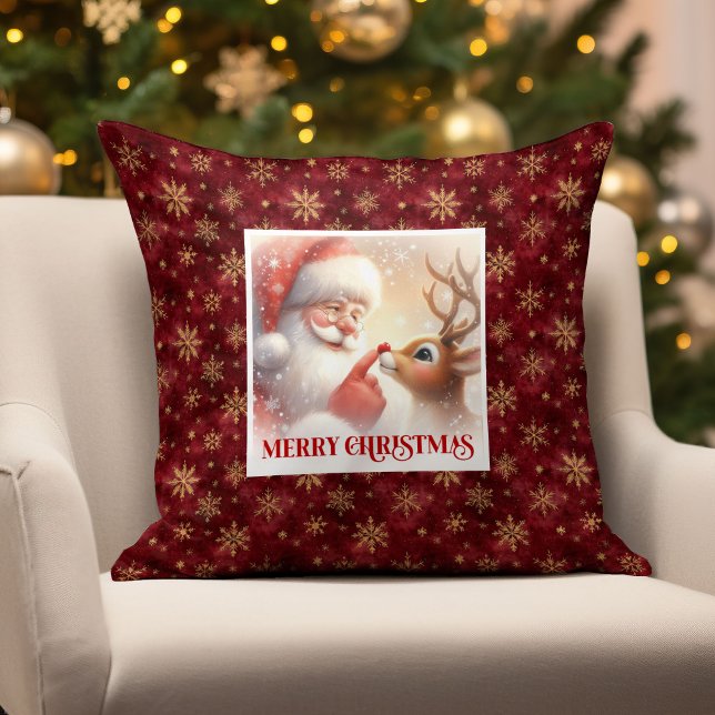 Santa Rudolph Holiday Pillow Christmas Cozy Vibes  (Santa Rudolph Holiday Pillow Christmas Cozy Vibes )