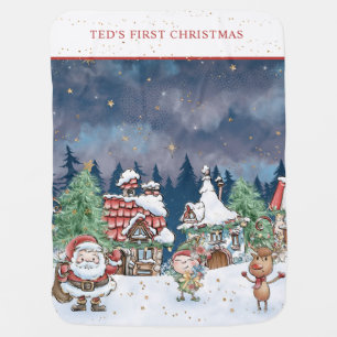 Santa Rudolph My 1st Christmas Baby Blanket