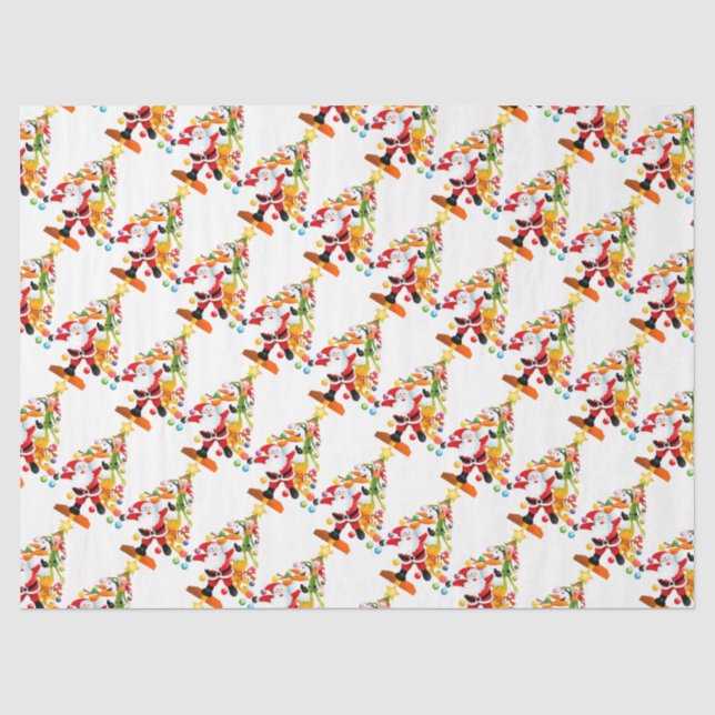 Santa, Rudolph, Snowman and Elf Tissue Paper (Front)