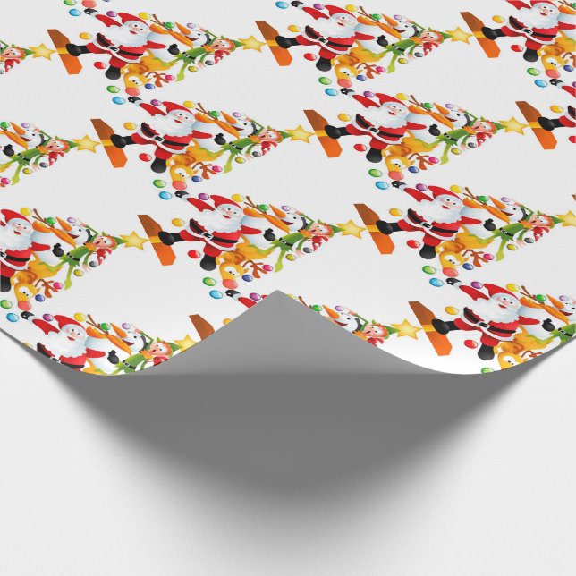 Santa, Rudolph, Snowman and Elf Wrapping Paper (Corner)