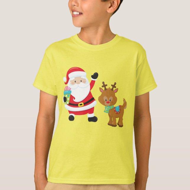 santa Rudolph the Red-Nosed Reindeer kid christmas T-Shirt (Front)