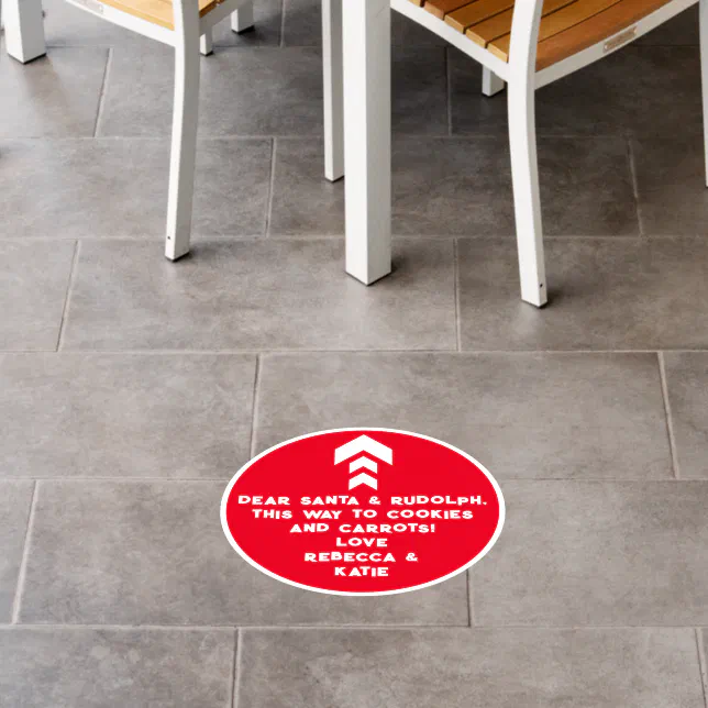 Santa Rudolph This Way Cookies Carrots Arrow Red Floor Decals | Zazzle