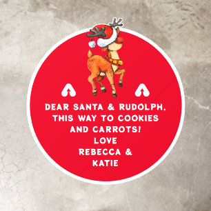 Santa Rudolph This Way Cookies Carrots Arrow Red Floor Decals