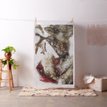Santa &amp; Rudolph Touching Noses in the Snow  Fabric