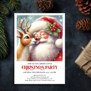 Santa Rudolph Traditional Christmas Party Invite