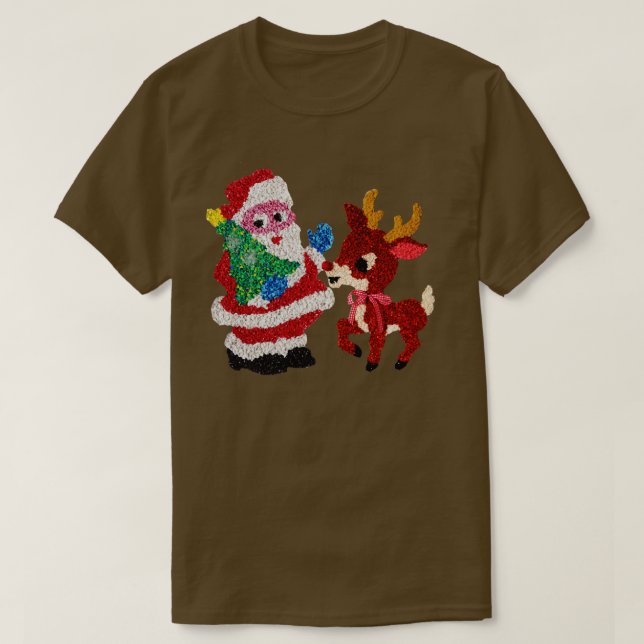Santa Rudolph Vintage Melted Plastic T-Shirt (Design Front)