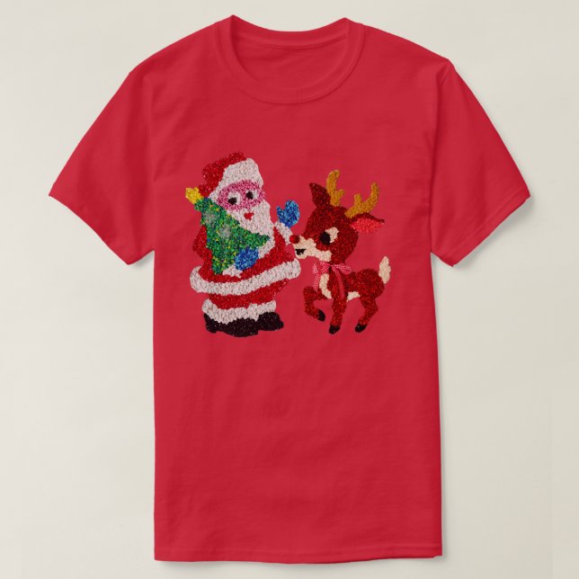Santa Rudolph Vintage Melted Plastic T-Shirt (Design Front)