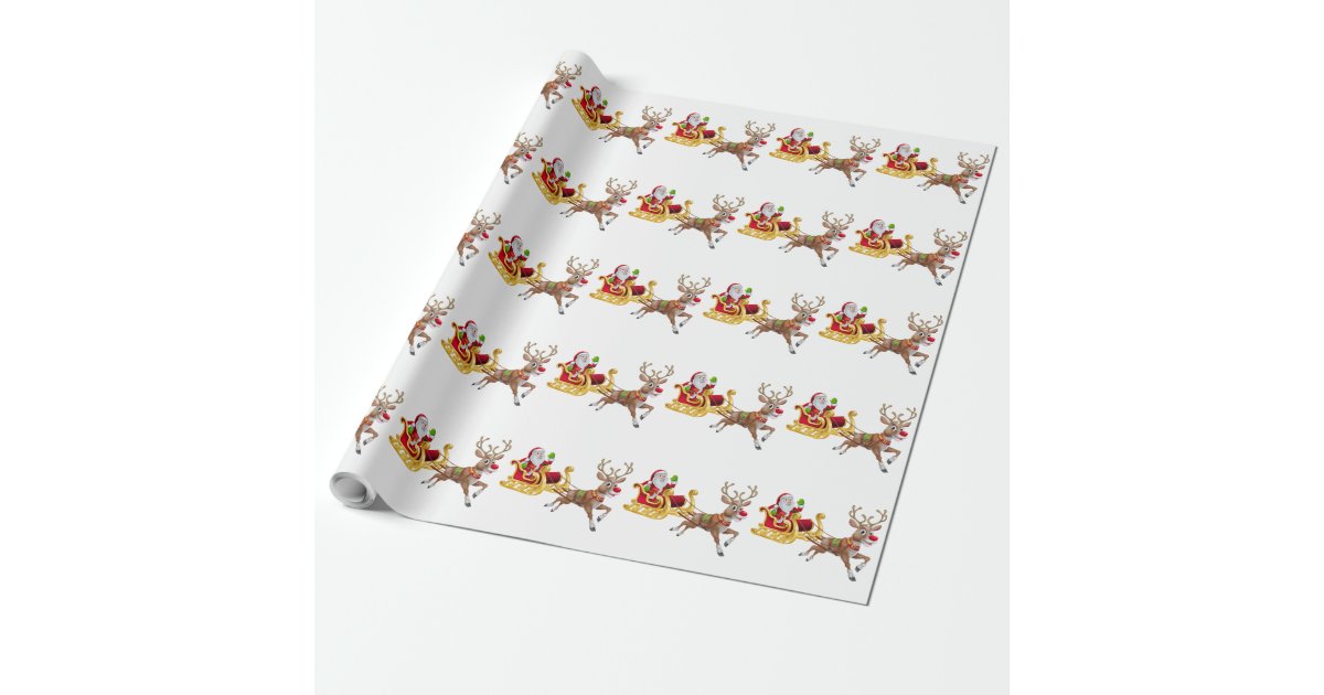 Santa &amp; Rudolph Wrapping Paper | Zazzle
