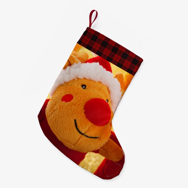 SANTA RUDOLPH XMAS SMALL CHRISTMAS STOCKING (Front (Hanging))
