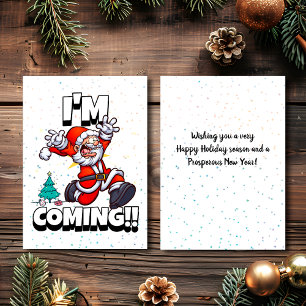 Santa Running, Humor Holiday 2022 Funny Christmas Card