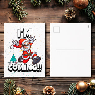 Santa Running, Humor Quote Holiday Funny Christmas