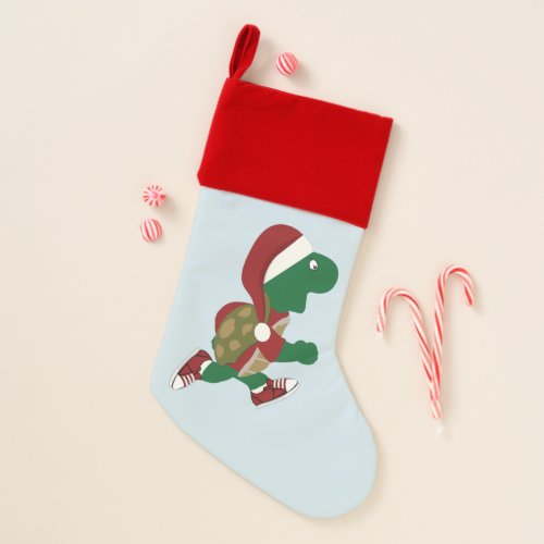 Santa Running Turtle Christmas Stocking
