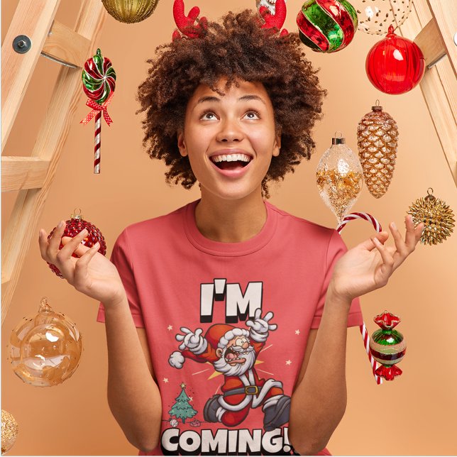 Santa Running Xmas Humor Holiday Funny Christmas T-Shirt (Creator Uploaded)