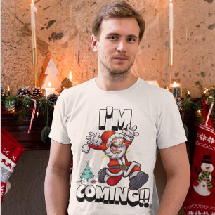 Santa Running Xmas Humor Holiday Funny Christmas T-Shirt