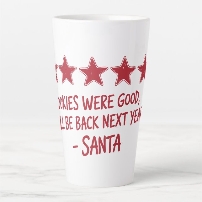 Santa’s 5-Star Review - Christmas Design Latte Mug (Front)