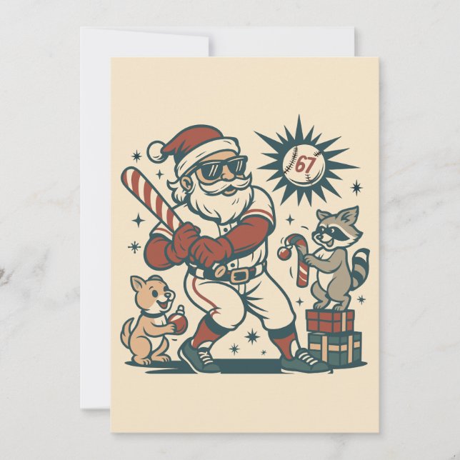 Santa’s 67 Christmas Baseball Meme Holiday Card (Front)