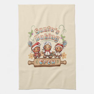 Santa’s Baking Crew Christmas Cookies Kitchen Towel