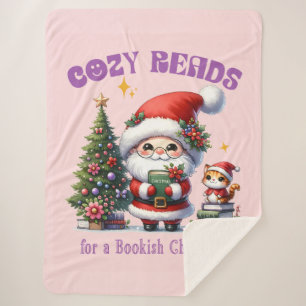 Santa’s Bookish Christmas Cozy Reads Sherpa Blanket