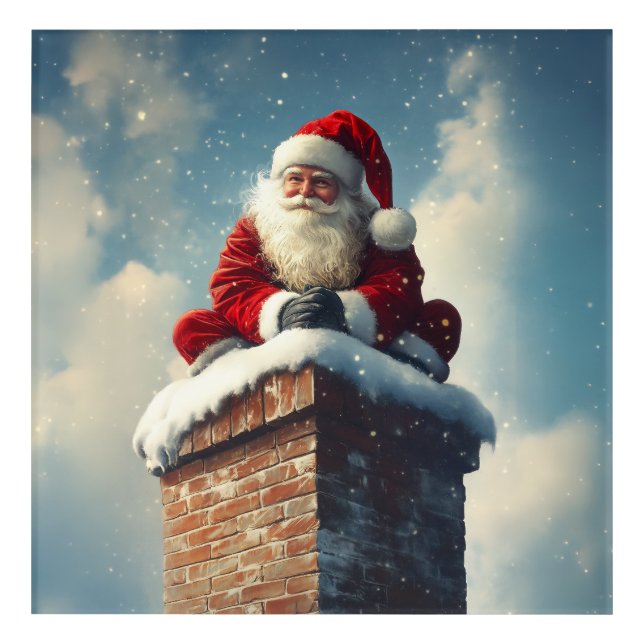 Santa’s Chimney Pause: A Winter’s Smile Acrylic Print (Front)