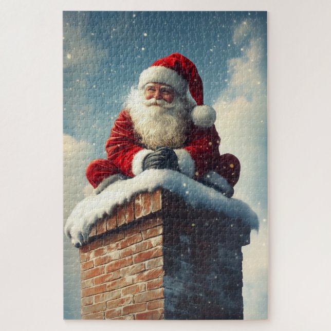 Santa’s Chimney Pause: A Winter’s Smile Jigsaw Puzzle (Vertical)