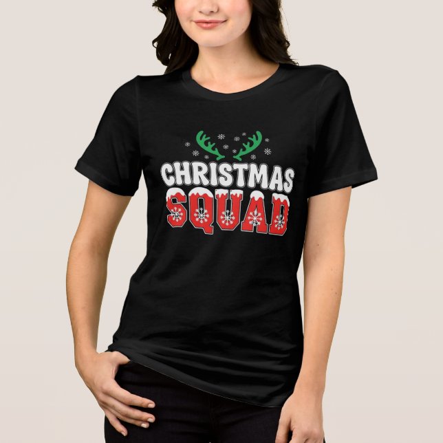 Santa’s Christmas Squad | Cute Holiday Matching De Tri-Blend Shirt (Front)
