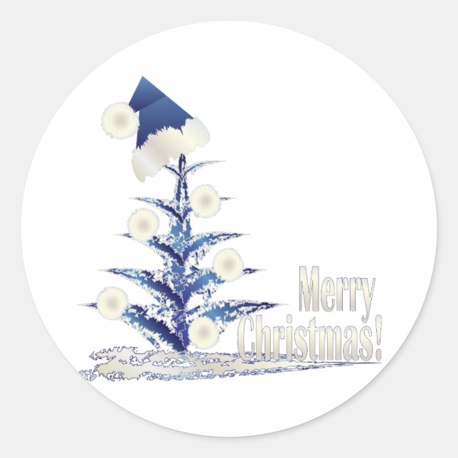 Santa s Christmas tree Classic Round Sticker (Front)