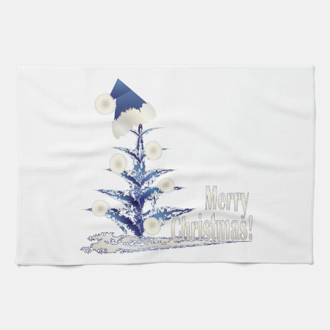 Santa s Christmas tree Kitchen Towel (Horizontal)