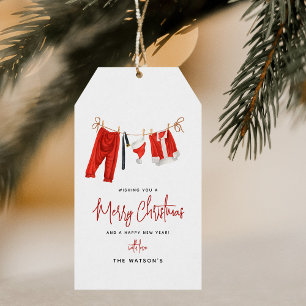 Santa’s Clothesline Merry Christmas Personalized Gift Tags