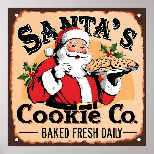 “Santa’s Cookie Co.” Vintage Sign (Front)