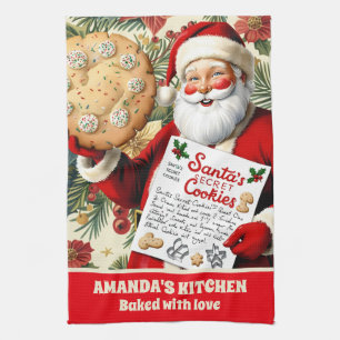 Santa’s Cookie Recipe Personalized Christmas  Kitchen Towel