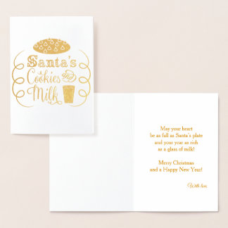 Santa’s Cookies and Milk Christmas Whimsical Foil Card