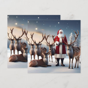 Santa’s Crew:Father Christmas Poses With Reindeers Save The Date