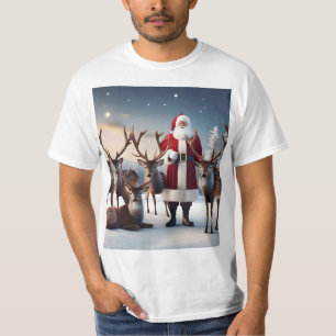 Santa’s Crew:Father Christmas Poses With Reindeers T-Shirt
