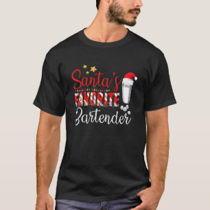 Santa S Favorite Bartender Santa Christmas Hat In T-Shirt