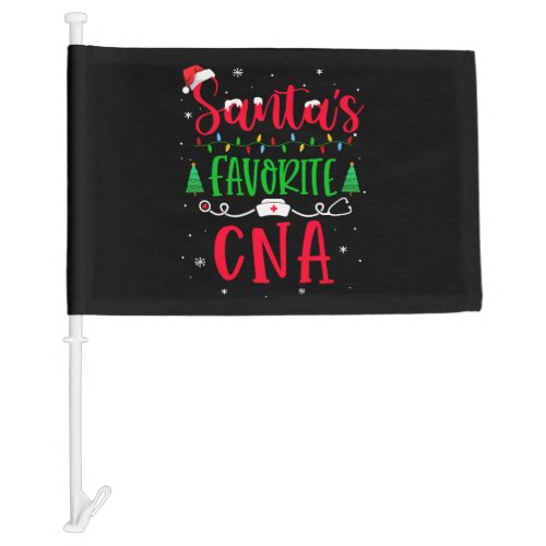 Santa s Favorite Cna Nurse Xmas Light Santa Hat Car Flag