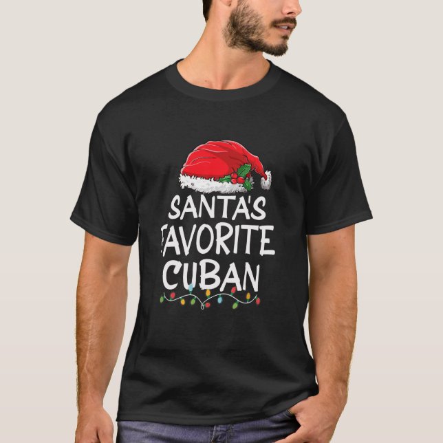 Santa s Favorite Cuban Christmas Santa Claus tree  T-Shirt (Front)