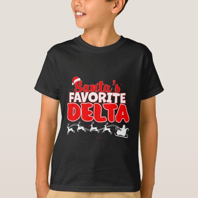 Santa’s Favorite Delta Christmas Sorority Xmas Whi T-Shirt (Front)