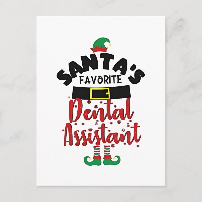 Santa’s Favorite Dental Assistance Christmas Santa Postcard (Front)
