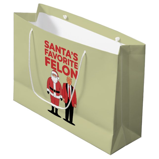 Santa’s Favorite Felon Trump Christmas Republican  Large Gift Bag (Front Angled)
