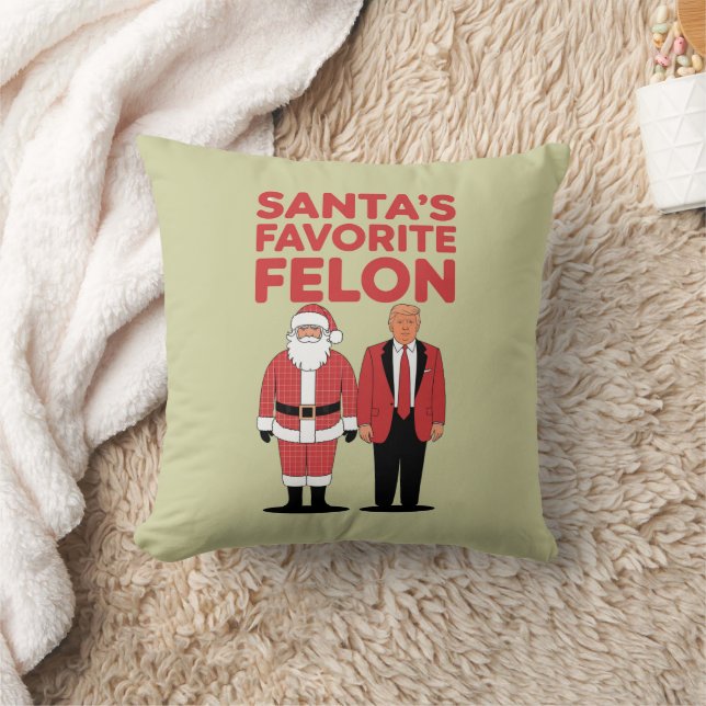 Santa’s Favorite Felon Trump Christmas Republican  Throw Pillow (Blanket)