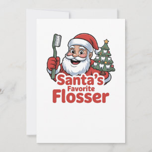 Santa’s Favorite Flosser Christmas Dental Dentist Invitation